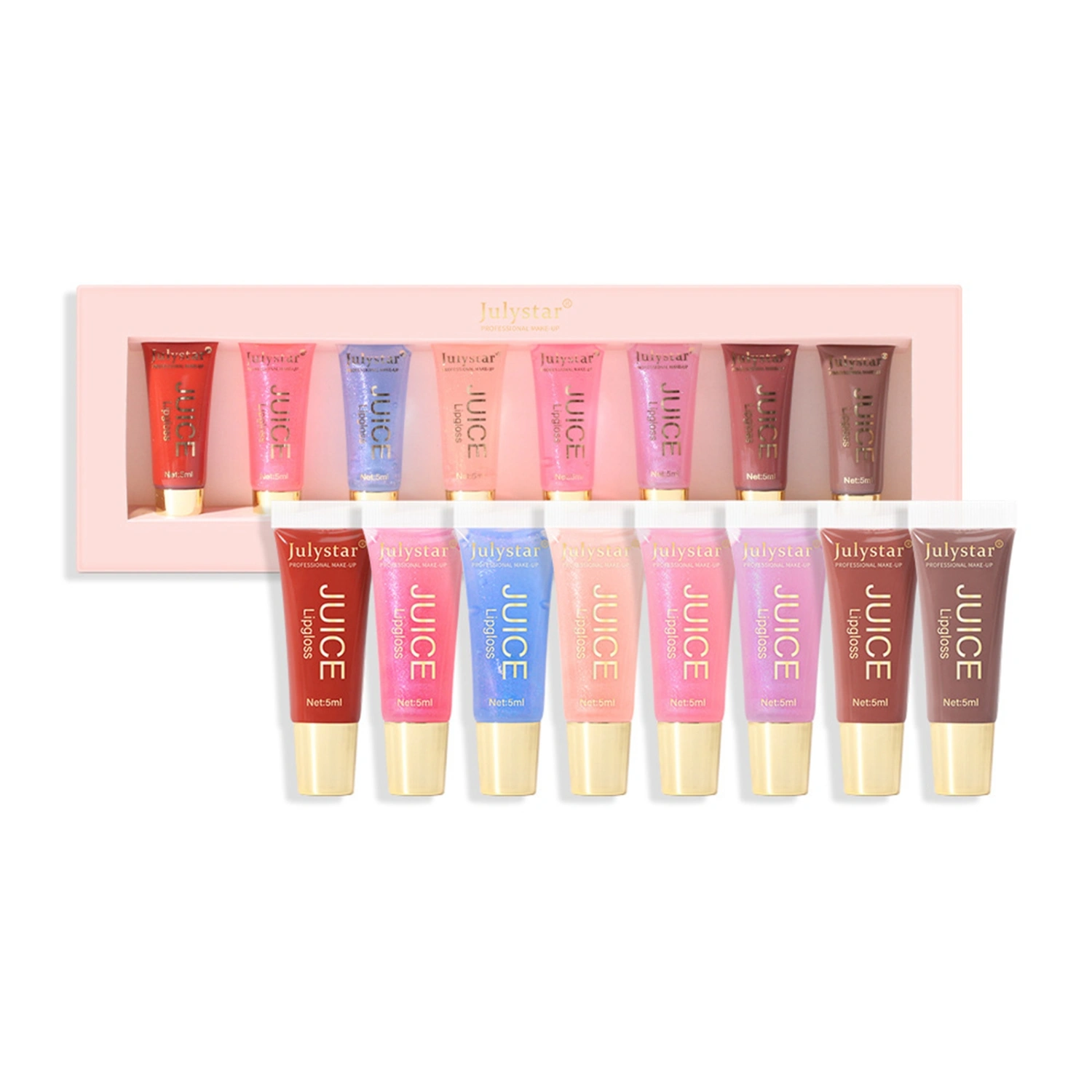 8 Pcs Lip Gloss Set Transparent Moisturizing Shimmer Lip Balm Set
