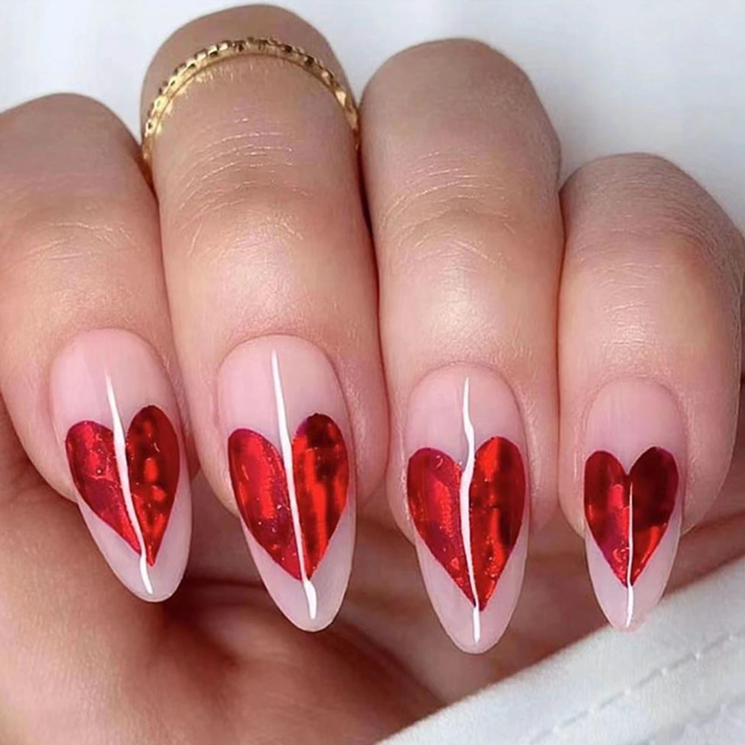 Glue On Fake Nails, DIY Heart False Nail Tips Manicure Salon Supplies