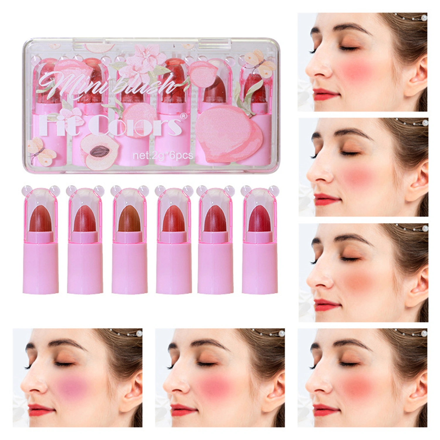 6 Colors Makeup Kit, Shiny Makeup Eyeshadow Matte Lipsticks Blush