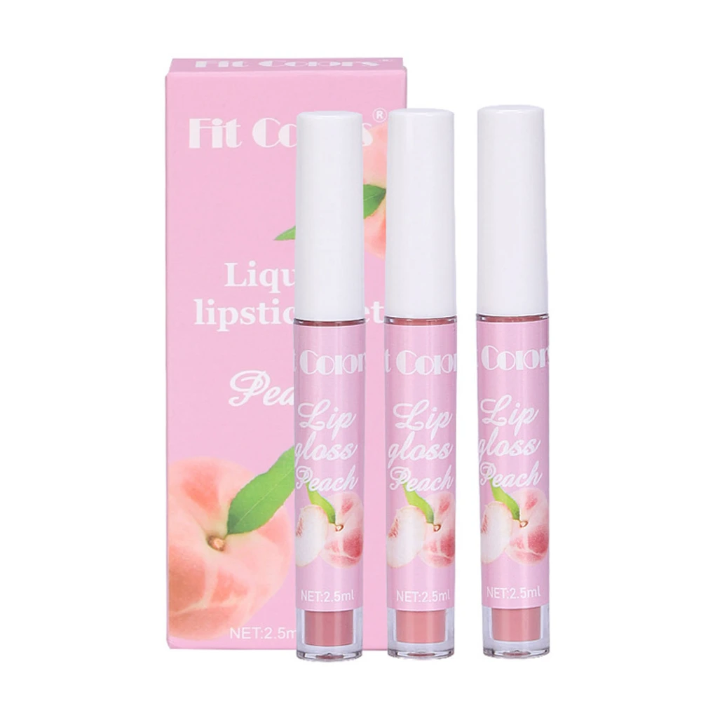 3 PCS Lip Glosses Set, Fruit Flavored Non-Stick Cup Matter Lip Oil 