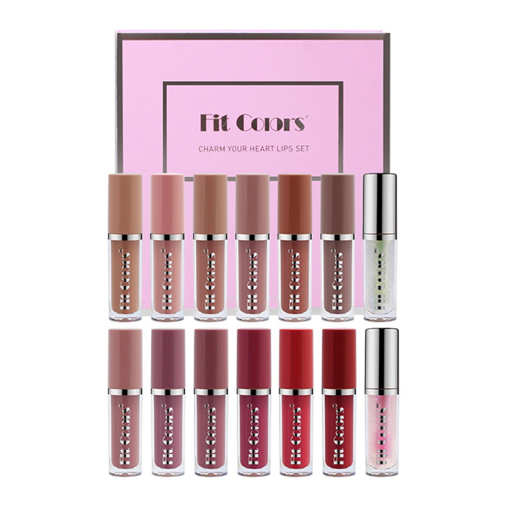 14 PCS Lip Glosses Gift Box Set, Long Lasting Non-Stick Cup Lip Oil