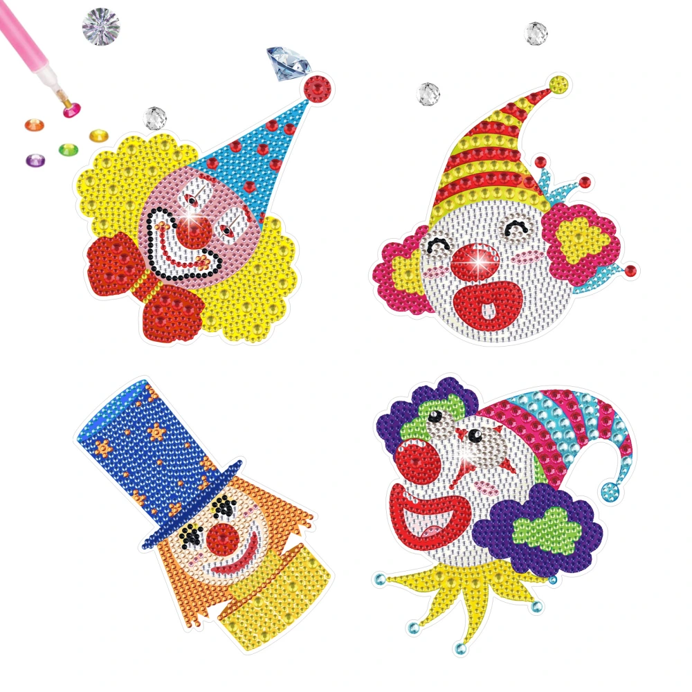 Kids Diamond Painting Window Stickers Kits, Clown Diamond Art Crafts