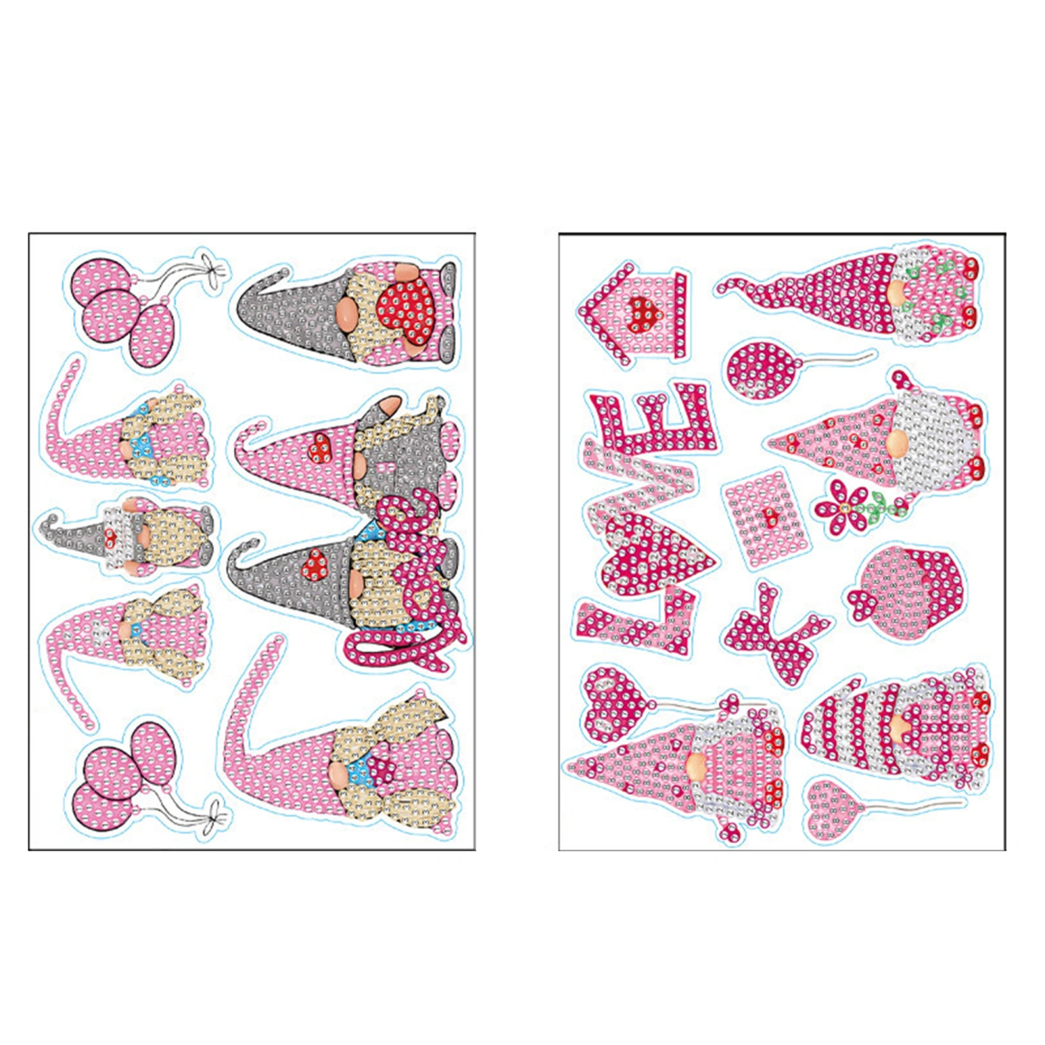 19Pcs Valentine's Day Gnome Diamond Painting Kits Stickers DIY Art