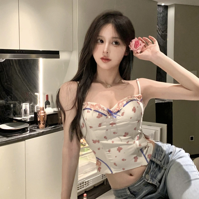 Women's Slim Cami Tops Spaghetti Strap Vest Floral Print Camisole 