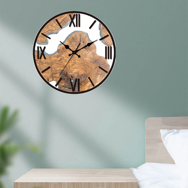 Nordic Simple Acrylic Living Room Decoration Fashion Wood Grain Texture Wall Clock