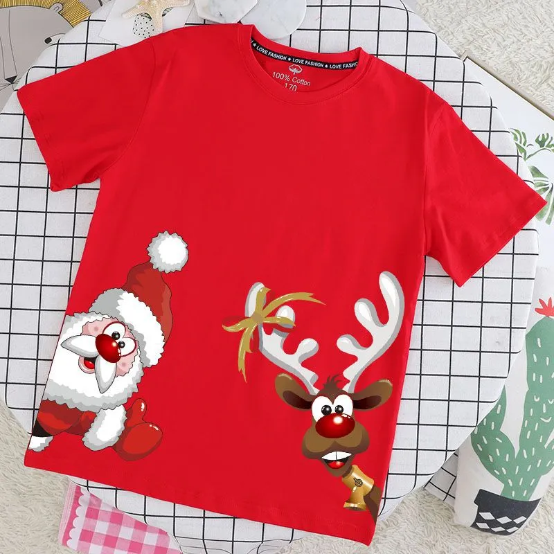 Children's T-shirt Men's And Women's Christmas Half Sleeve Summer