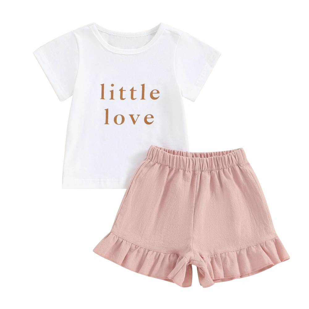 Toddler Girl Summer Outfit Letter Print/Embroidery T-Shirts Shorts