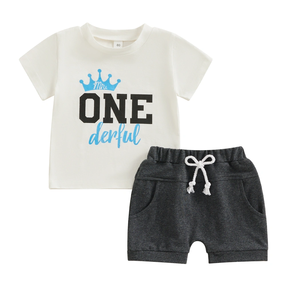 Baby Boys Birthday Outfits Letter Print T-Shirts and Shorts Clothes