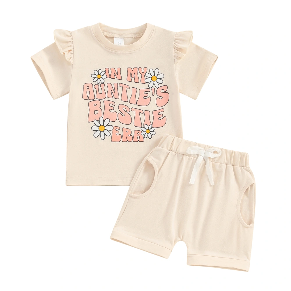 Baby Girl 2Pcs Summer Outfits Daisy Letter Print Tops + Shorts