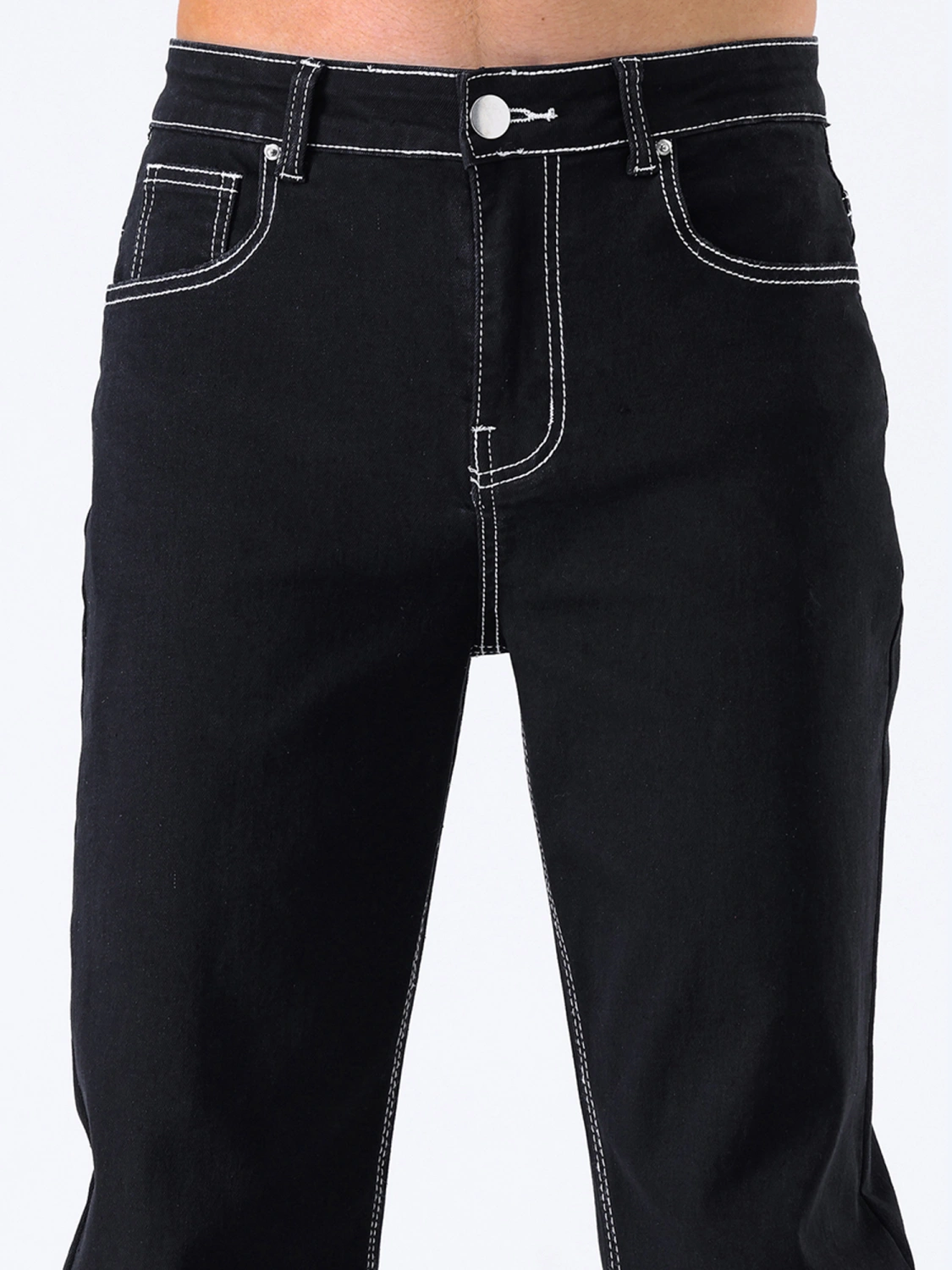 Men's Retro Straight Jeans, Gradient Color Distressed Denim Pants