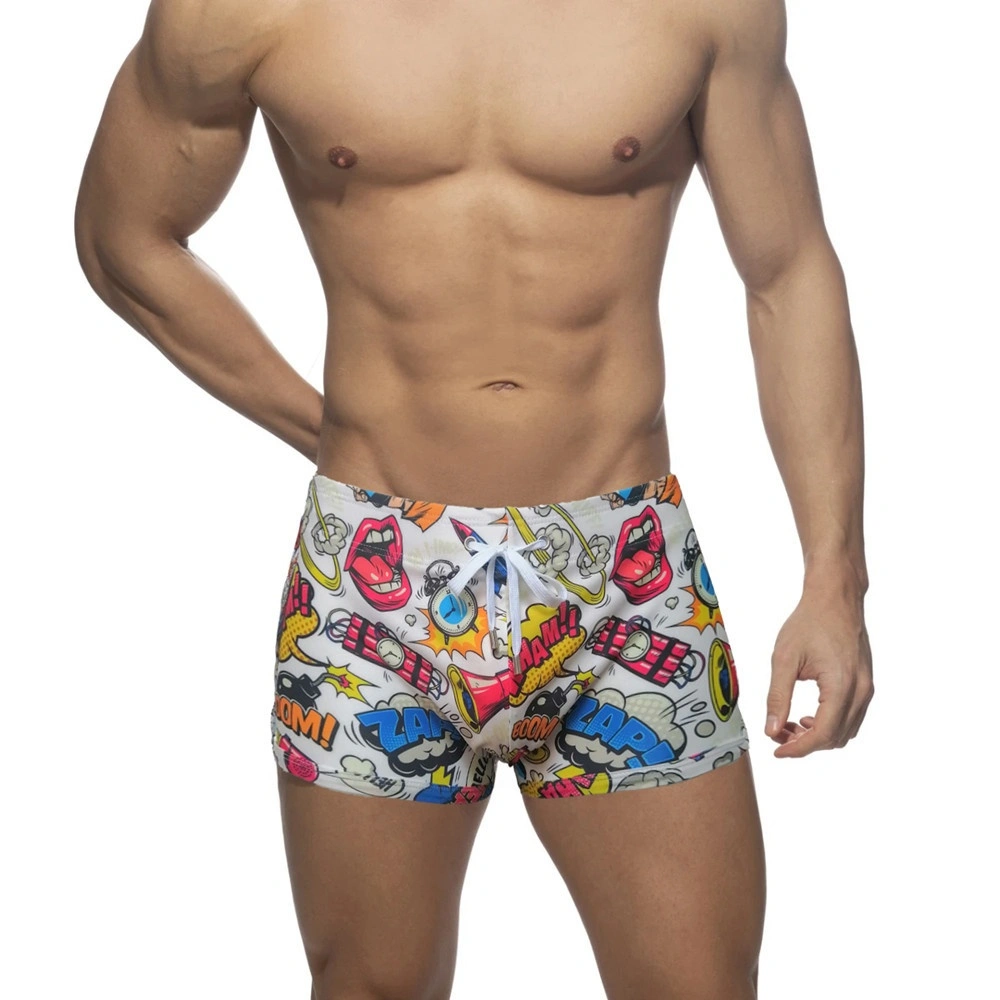 Men's Swimming Trunks Printed Boxers Low Waist Sports Quick-drying Shorts