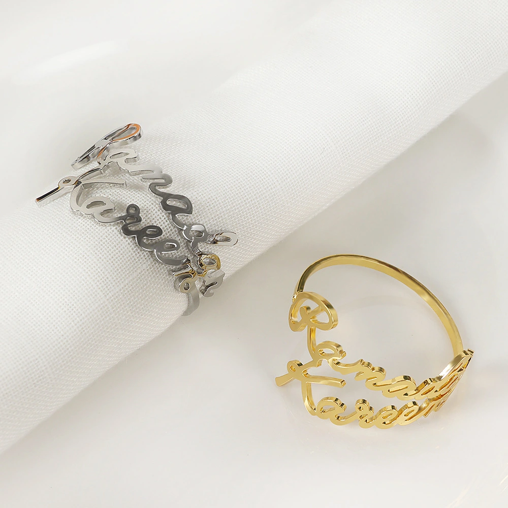 Creative New Auspicious Letters Napkin Ring Gold Alloy Decoration Napkin Ring