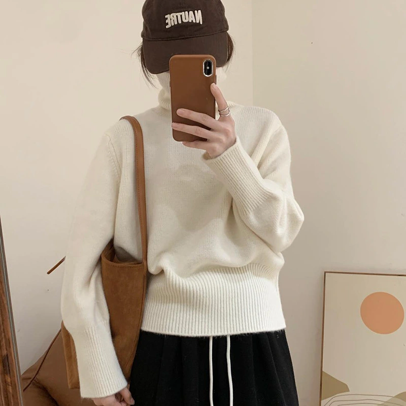 Fashion Pure Color Thickened High Collar Bottoming Sweater