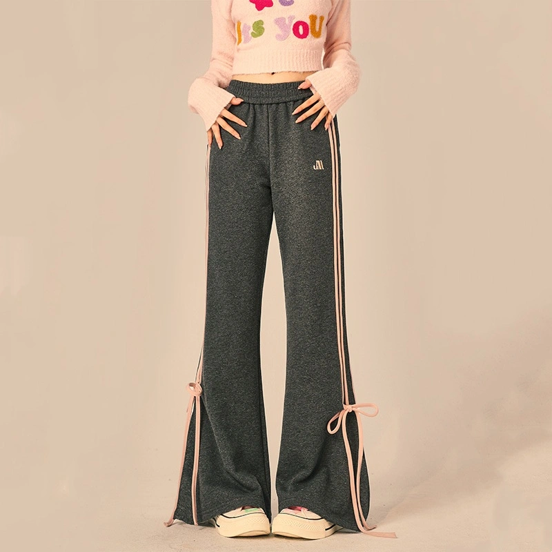 Autumn And Winter New Sweet Cute Simple Knitting Bootcut Pants Women