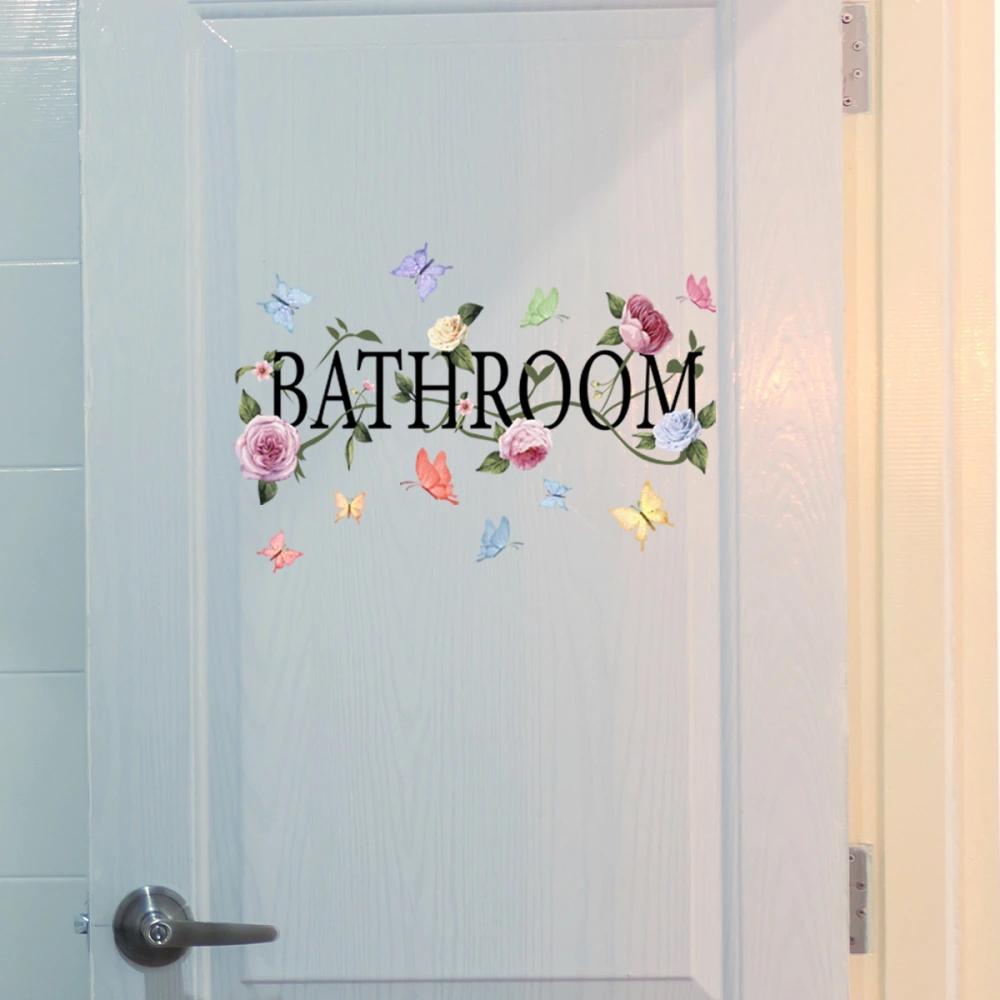 Flower English Slogan Bathroom Wall Sticker Bathroom Decorative Wall Sticker