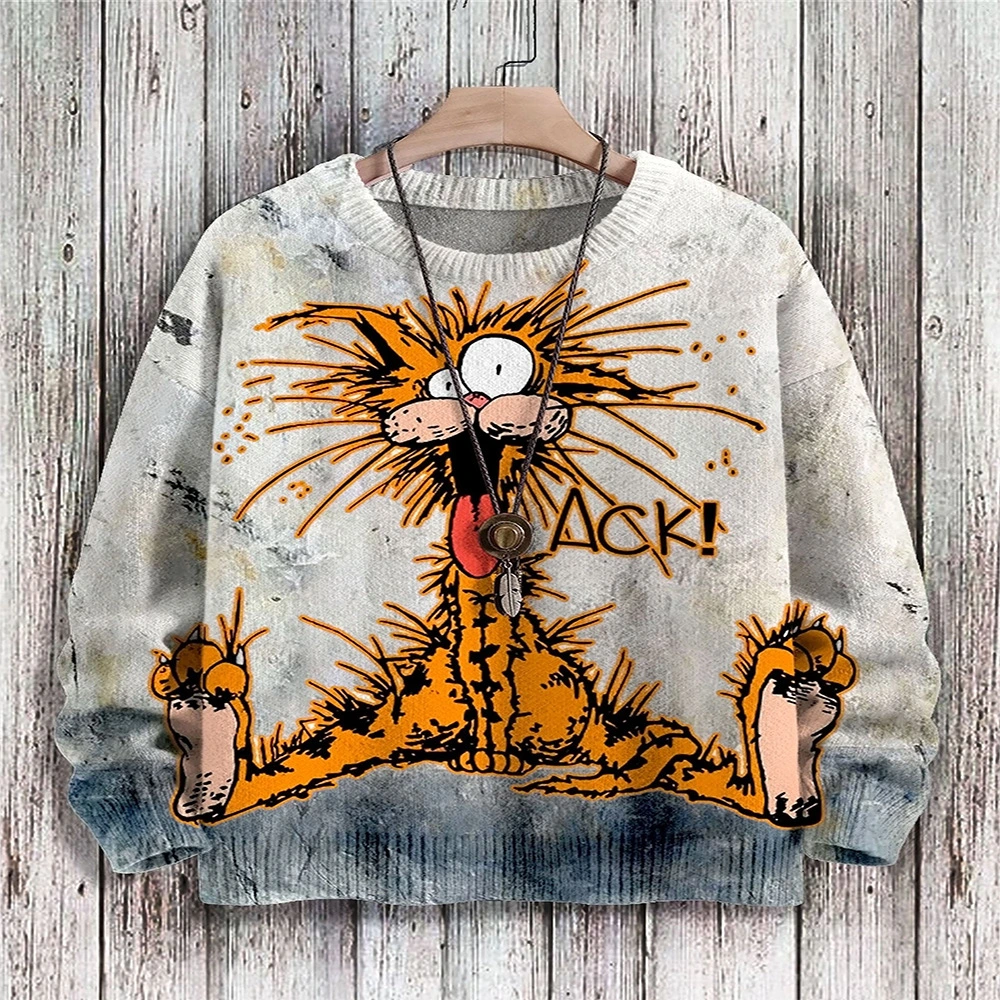Christmas Popular 3D Digital Printing Loose Pullover Thickened Spring Sweater