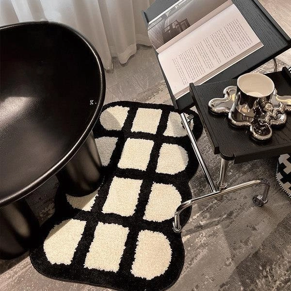 Fresh Ins Cashmere-like Black And White Plaid Mat