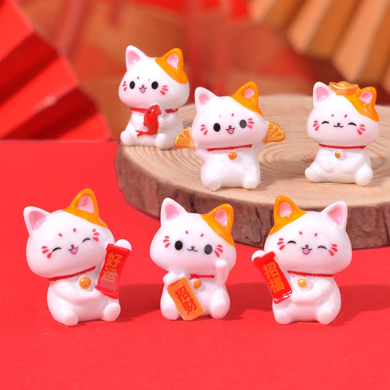 Micro Landscape Ornaments Cute Lucky Cat Resin Crafts Car Center Console Decoration Home Decoration Gifts