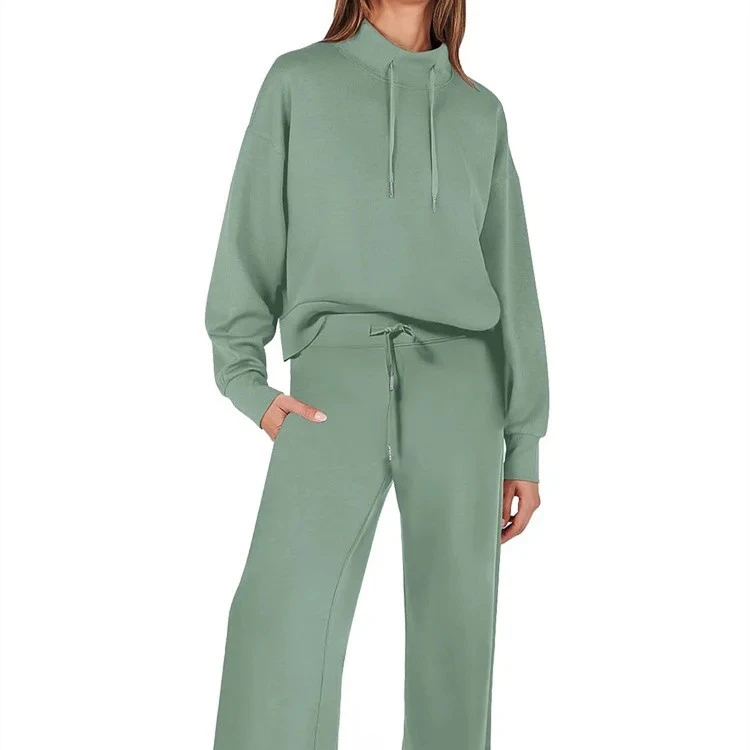 Casual Women's Long Sleeve Zipper Solid Color Commute Trousers Suit