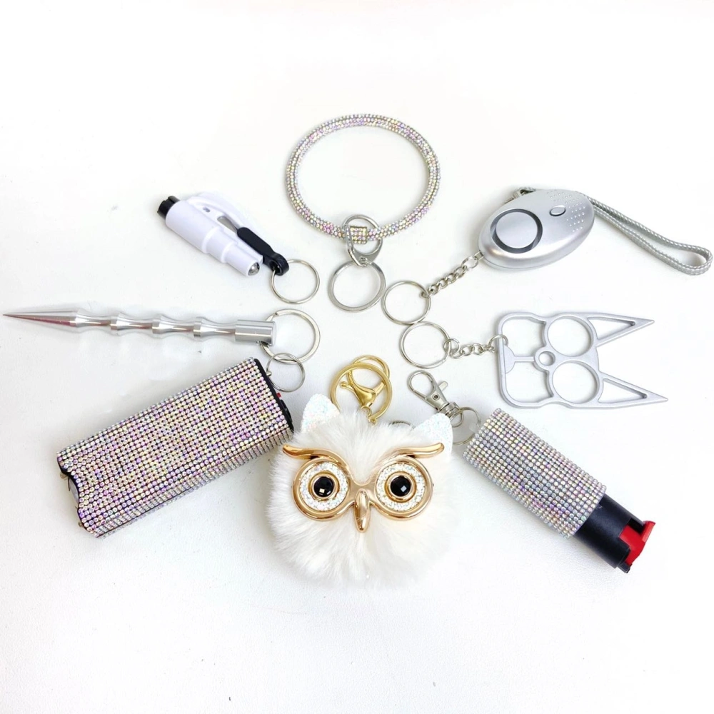 8 PCS AB Silver Safety Keychain