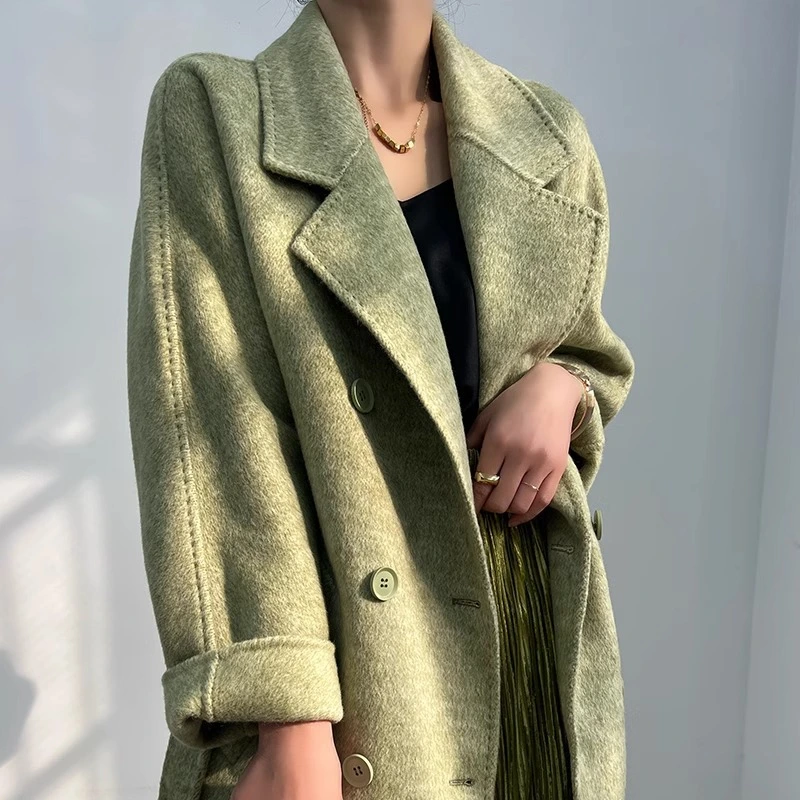 Double-sided Wool Overcoat Female Suit Collar Mid-length Cashmere