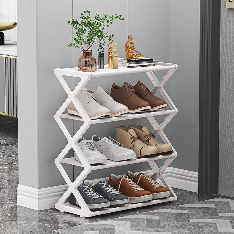 Household X-type Multifunctional Double-layer Steel Tube Assembled Shoe Cabinet