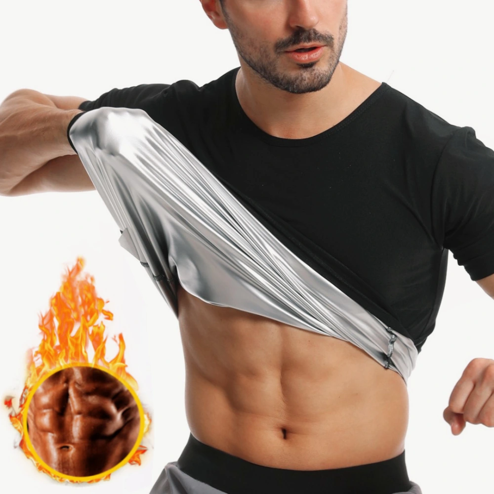 Men's Violently Sweat Suit Corset Sports Belly Slimming Short Sleeve