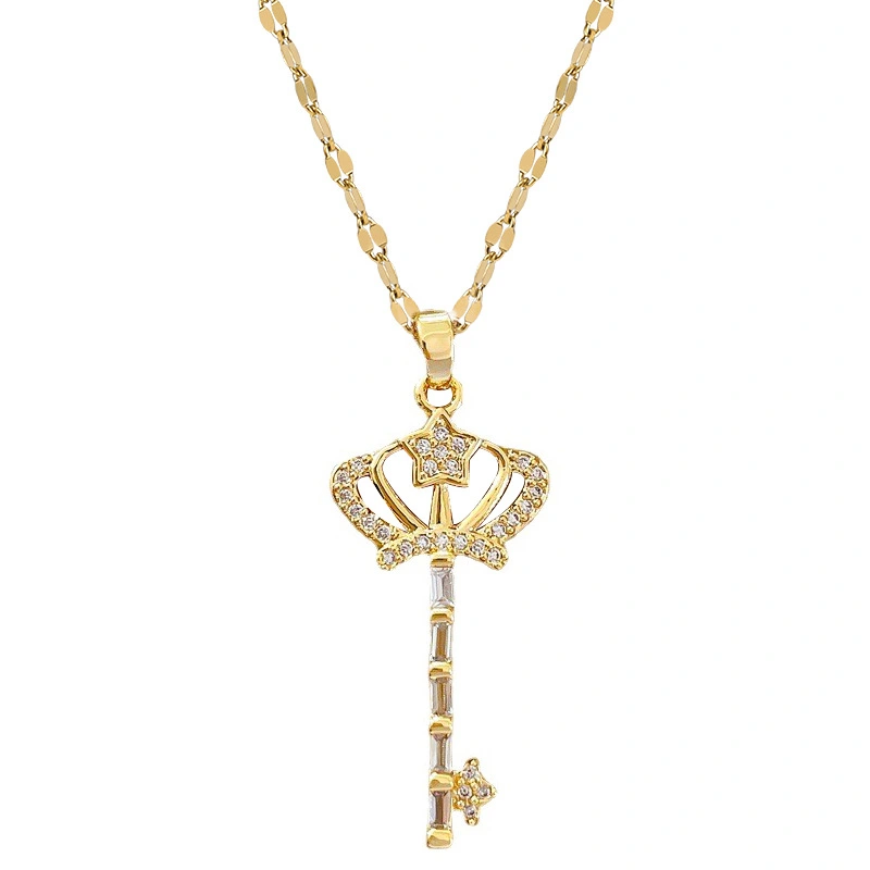 Titanium Steel Crown Key Light Luxury Banquet Marriage Necklace
