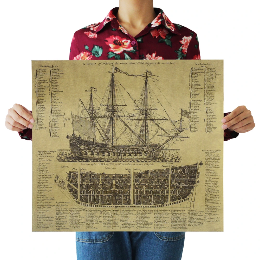 Empire's Ancient Warship Nostalgic Retro Kraft Paper Poster Decoration Painting