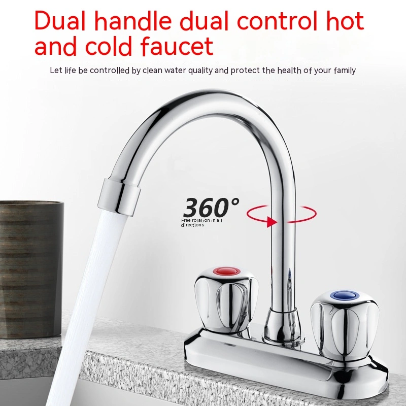 Hot And Cold Double Hole Washbasin Faucet