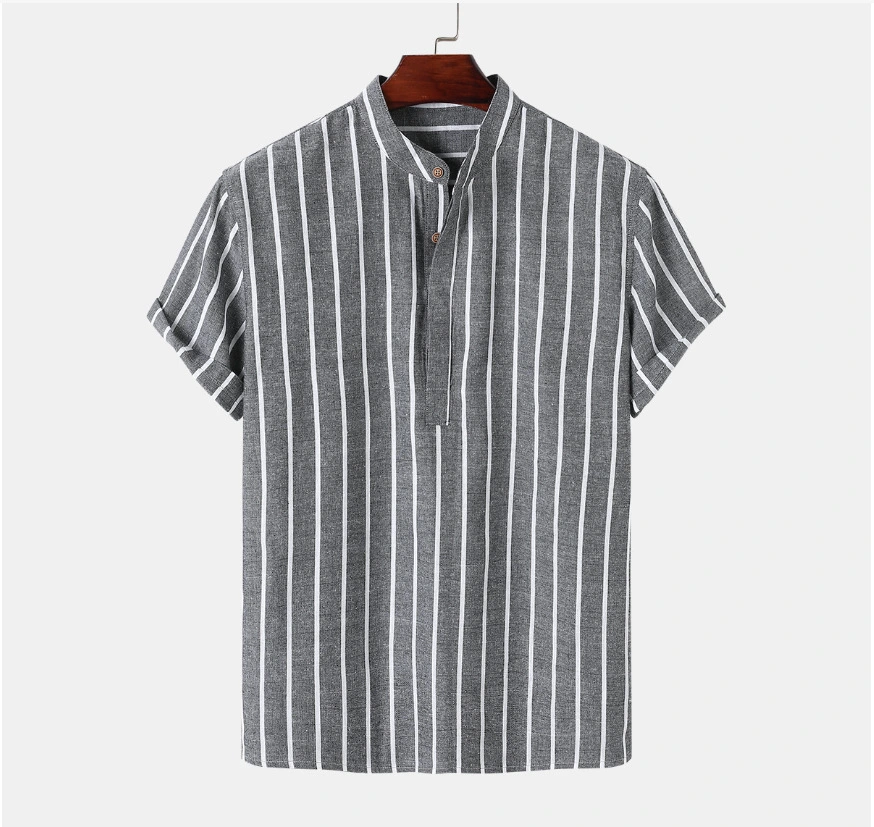 Youth Casual Linen And Cotton Stand-up Collar Thin Men's Shirt