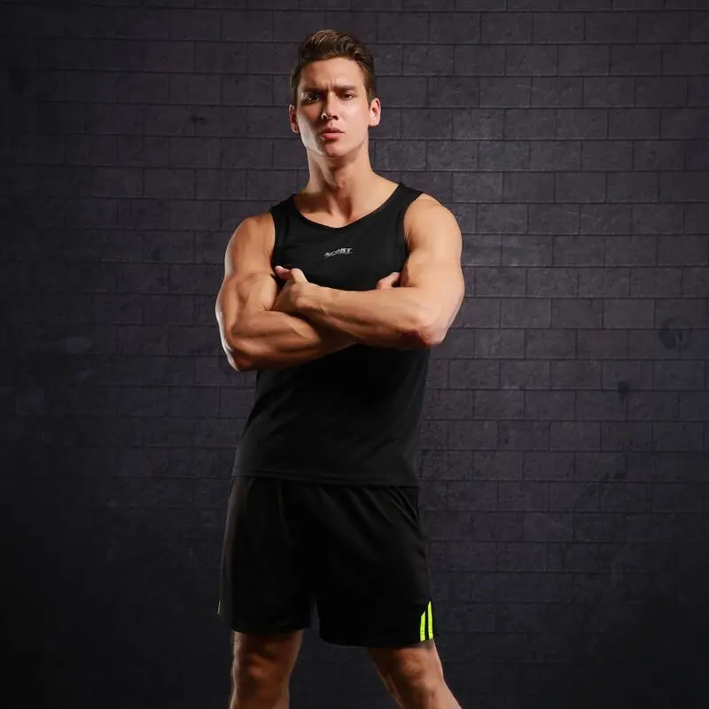 Loose Thin Sleeveless T-shirt Sports Suit Men's Summer
