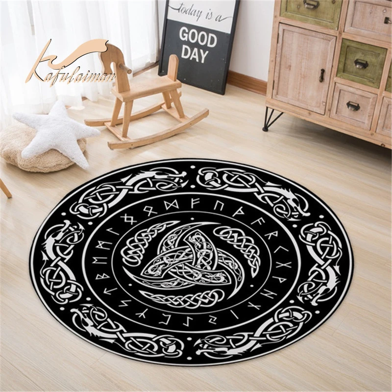 Flannel Carpet Viking Pirate Printed Round Floor Mat