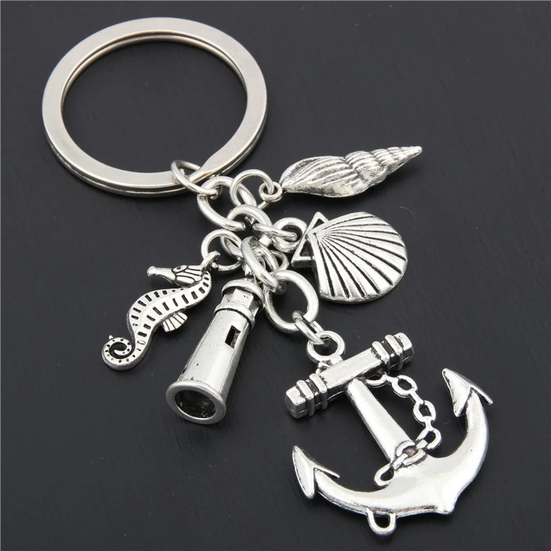 Personality Trendy Keychain Anchor Fish Hook