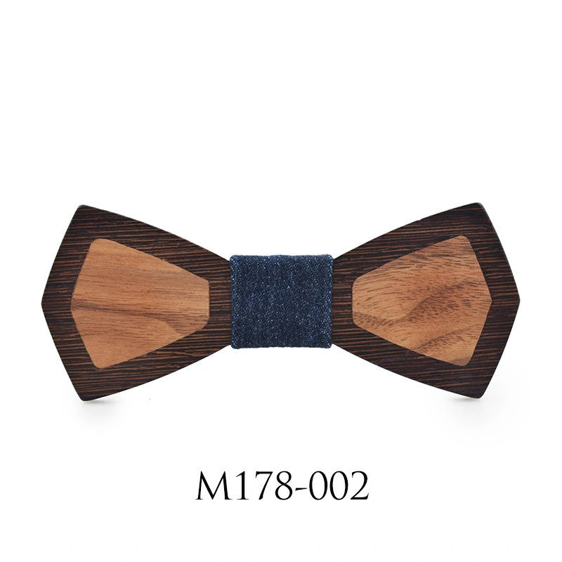 New High-end Wedding Bow Tie Wooden Stitching Business Party Wedding Bow Tie