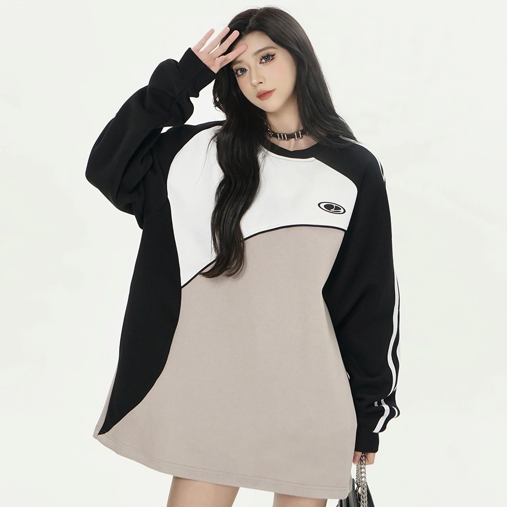 Ribbon Stitching Raglan Sleeve Round Neck Sweater Men