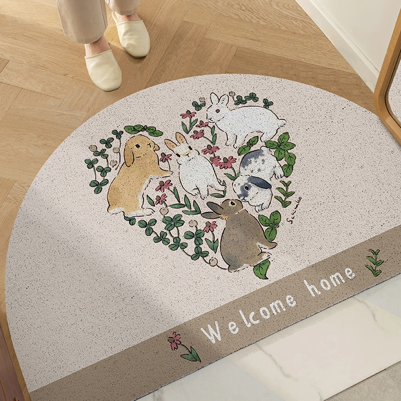 Adorable Rabbit Door Mat Door Wear-resistant Non-slip Anti-manufacturing Dust-proof Cutting Wire Ring Foot Mat Door Carpet