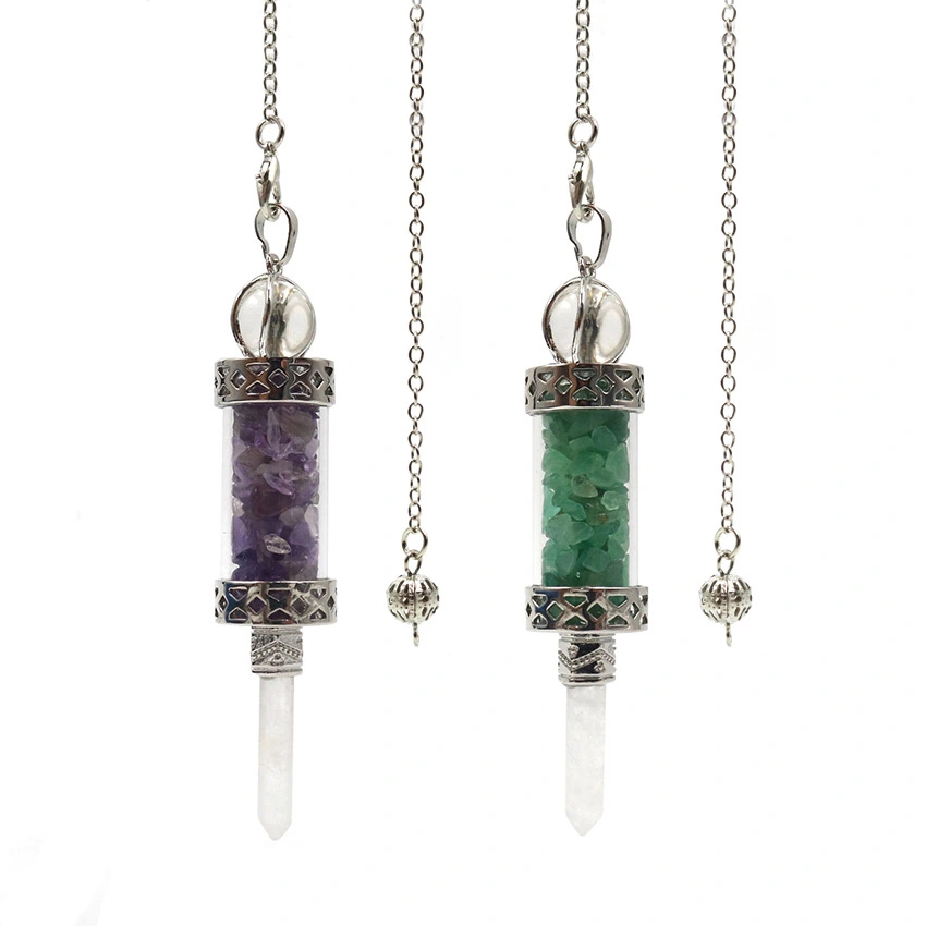 Natural Colorful Crystal Gravel Truncheon Spirit Swing Glass Crystal Lucky Beads Hexagon Prism Men And Women Pendant