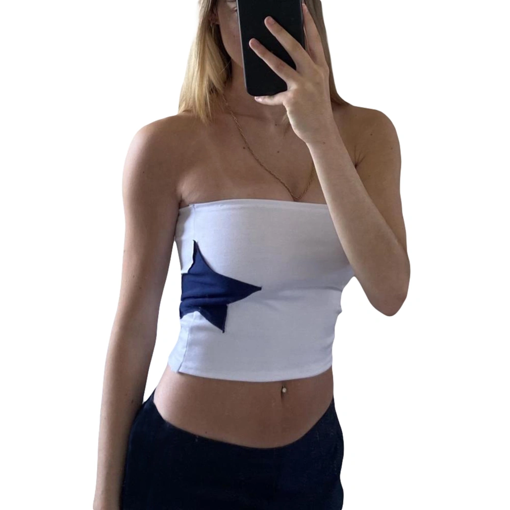 Women's Tube Tops Strapless Sleeveless Star Patchwork Bandeau Tops