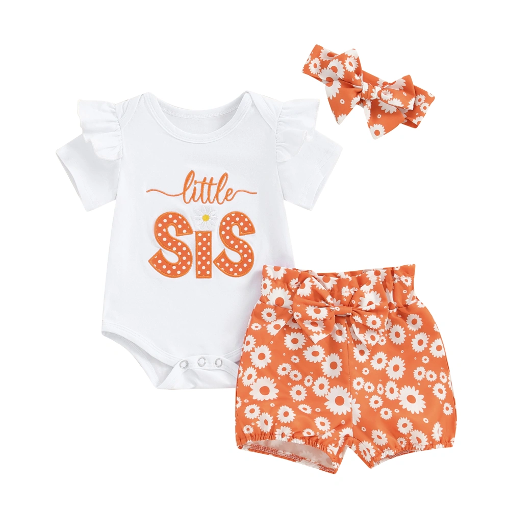 Baby Girl Outfits Letter Embroidered Rompers Shorts Headband