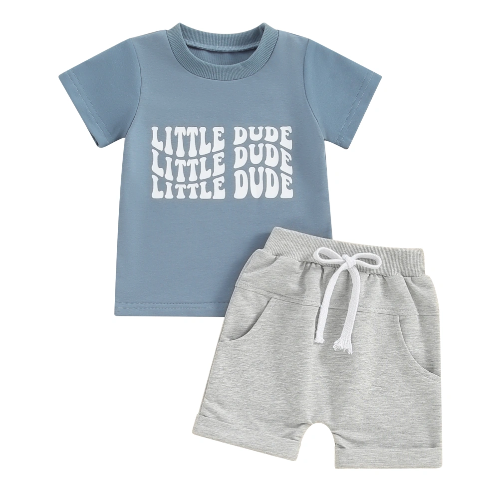 Toddler Boys Short Sleeve Letter Print Tops and Drawstring Shorts Sets