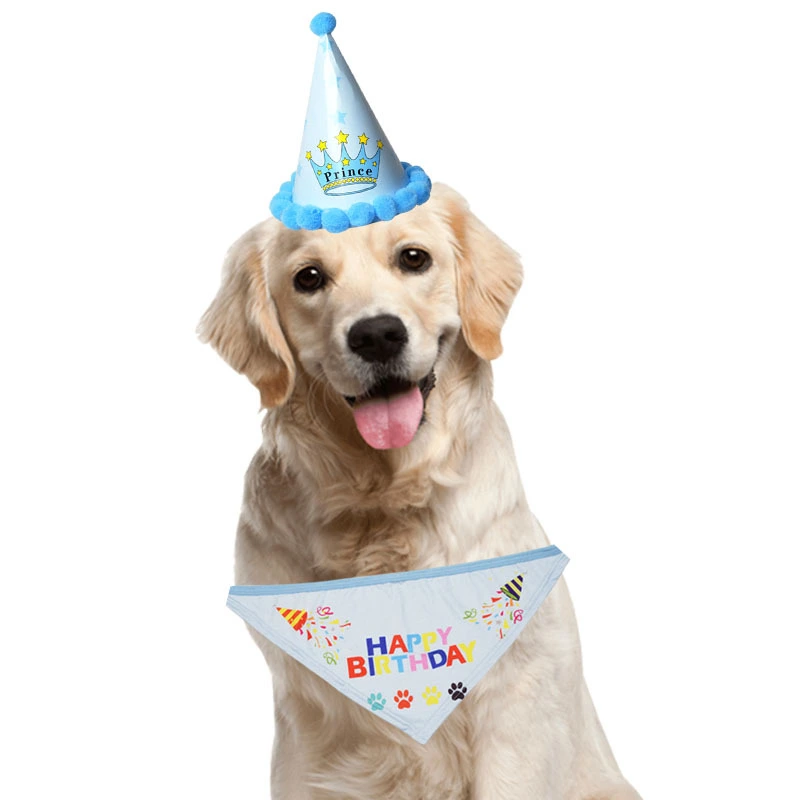 Creative Dog Birthday Hat Birthday Party Hat Printing Pet Triangular Scarf