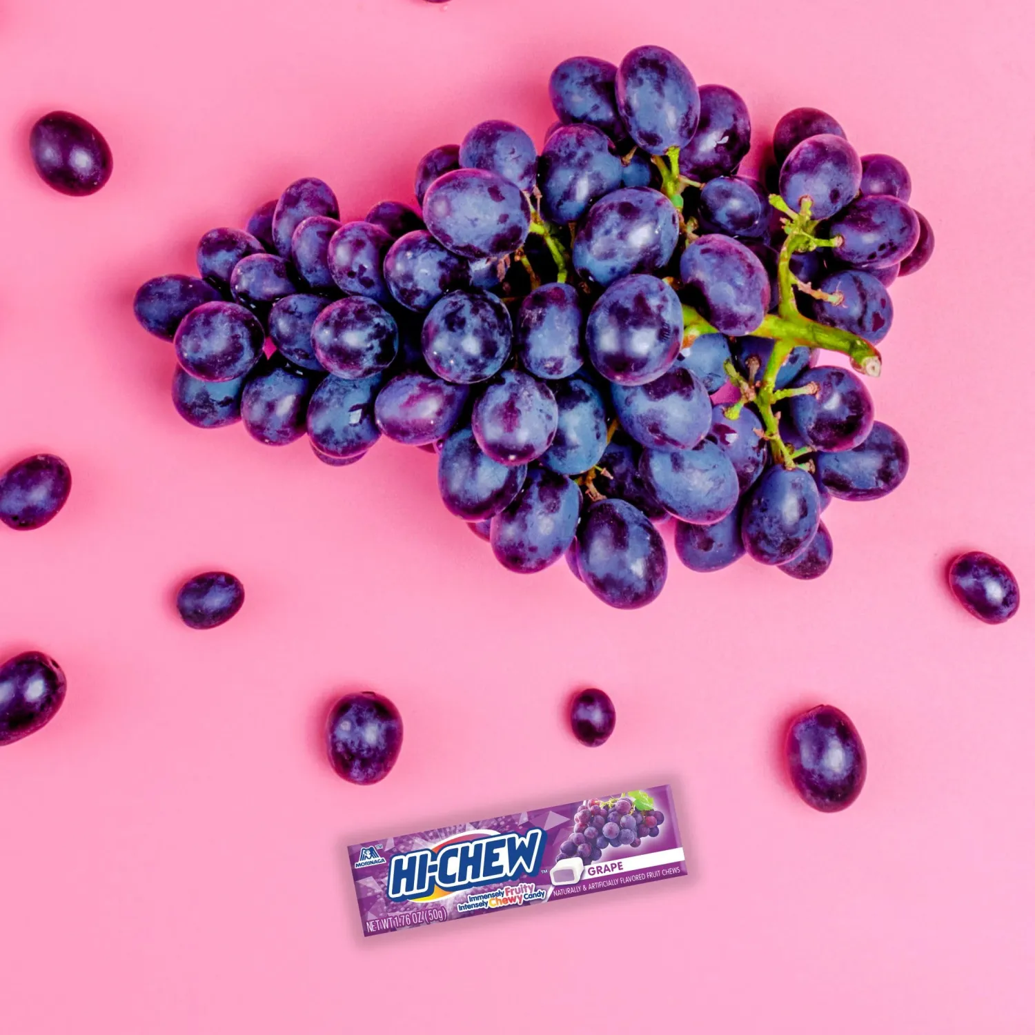 HI-CHEW Grape Sticks - Box of 15, 1.76oz ea | Unique Fun Soft & Chewy Taffy Candy | Immensely Juicy Fruit Flavors