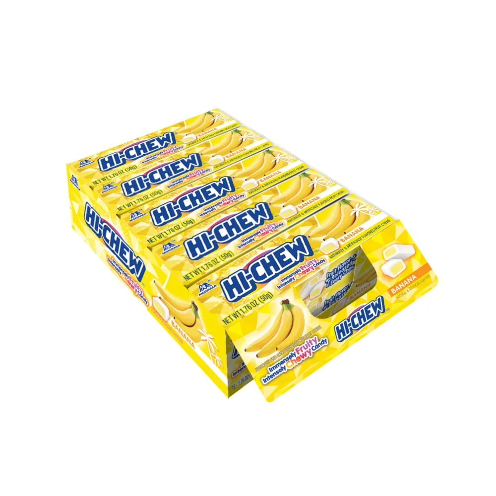 HI-CHEW Banana - Box of 15 Sticks, 1.76oz ea | Unique Fun Soft & Chewy Taffy Candy | Immensely Juicy Fruit Flavors