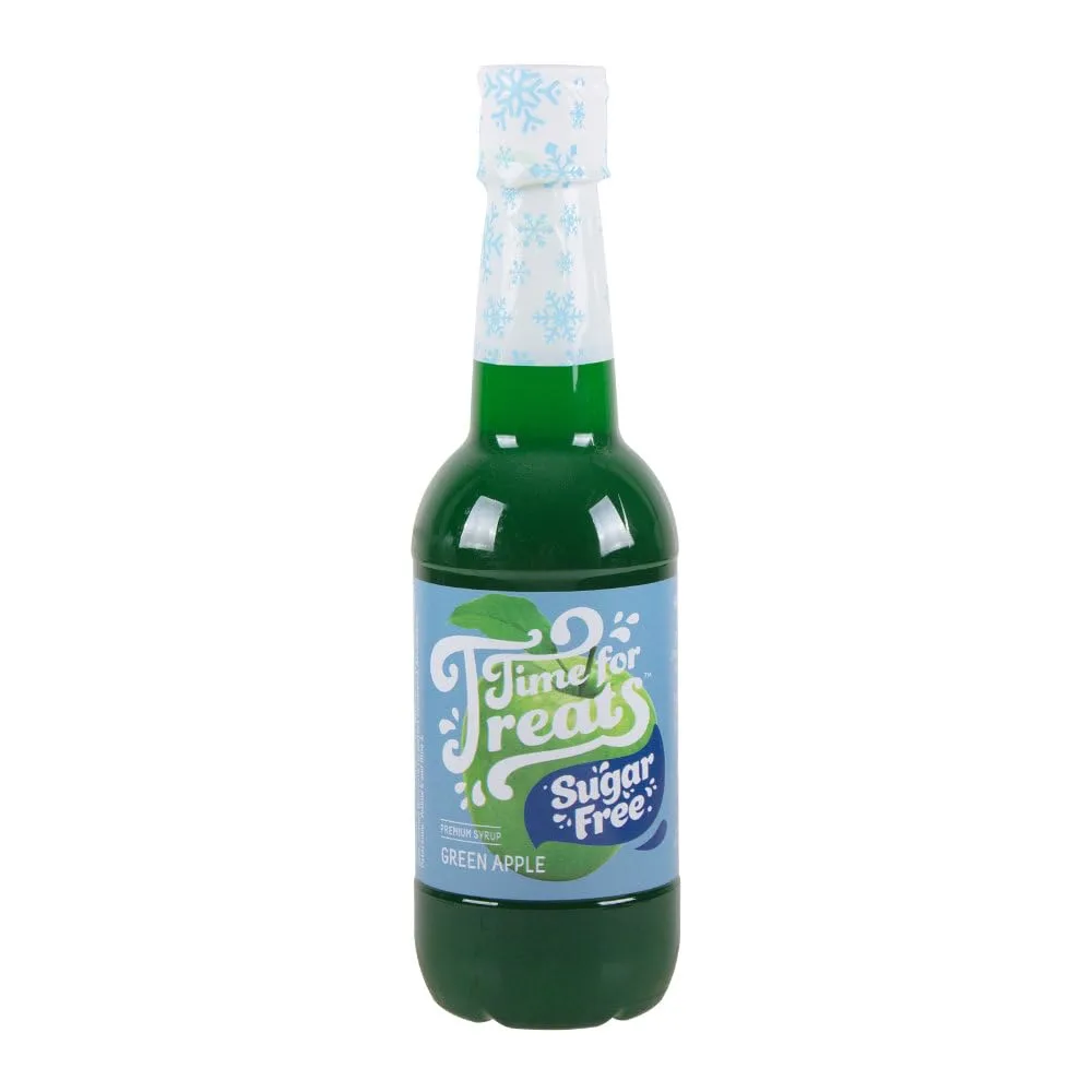 Flavored Syrup for Snow Cones, Homemade Sodas, Cocktails, Coffee, Baking and More - Time For Treats 16.9 Fluid Ounce Bottle (Green Apple - SUGAR FREE)