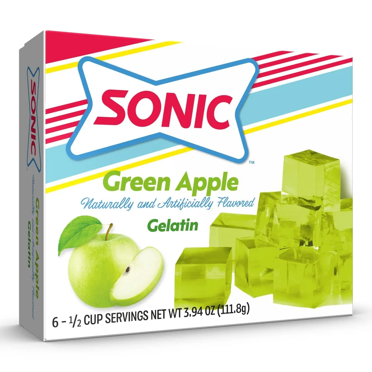Sonic Gelatin Mix, Green Apple, 3.94 OZ (Pack of 6)