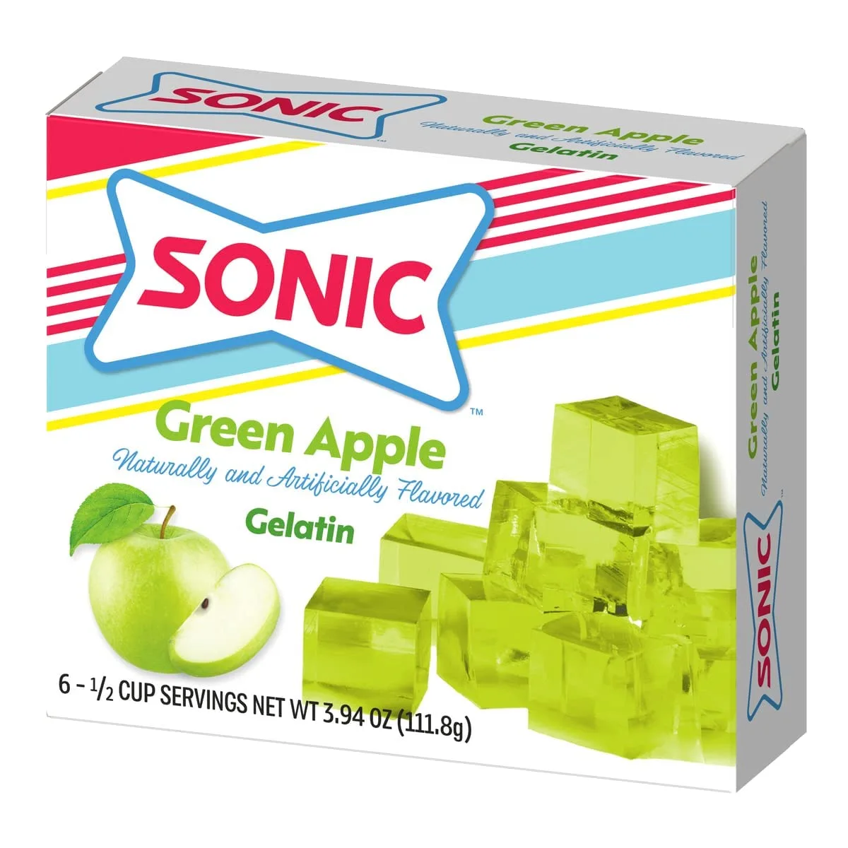 Sonic Gelatin Mix, Green Apple, 3.94 OZ (Pack of 6)