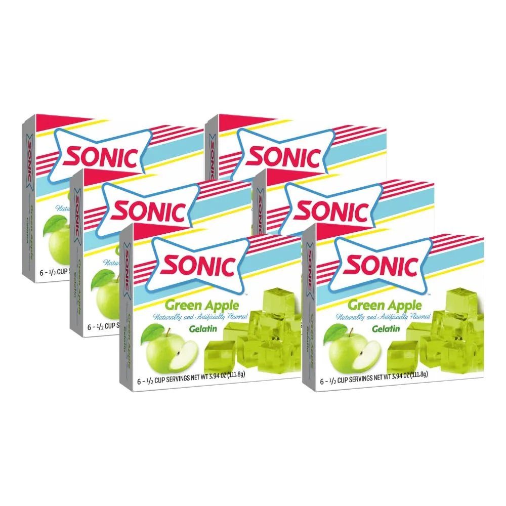 Sonic Gelatin Mix, Green Apple, 3.94 OZ (Pack of 6)