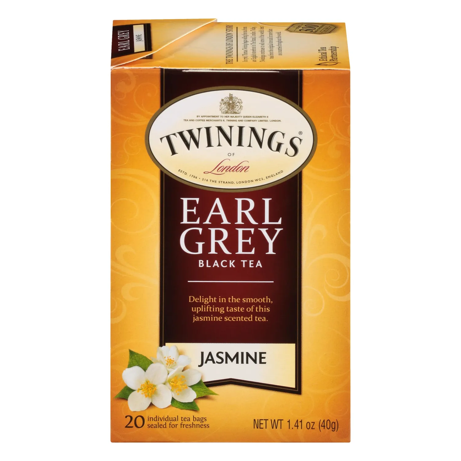 Twinings Jasmine Earl Grey Individually Wrapped Black Tea Bags, 20 Count (Pack of 6), Fragrant, Floral & Caffeinated, Enjoy Hot or Iced