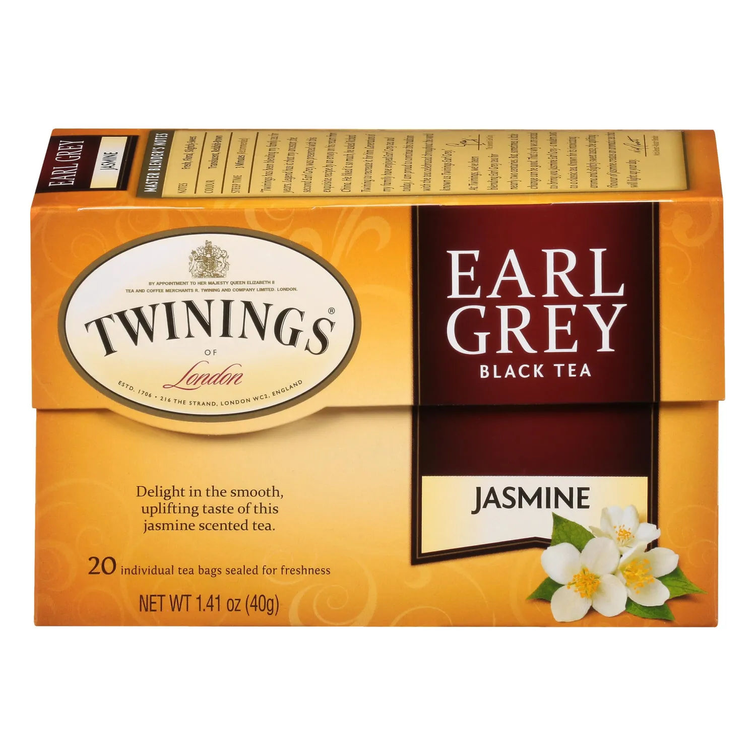 Twinings Jasmine Earl Grey Individually Wrapped Black Tea Bags, 20 Count (Pack of 6), Fragrant, Floral & Caffeinated, Enjoy Hot or Iced